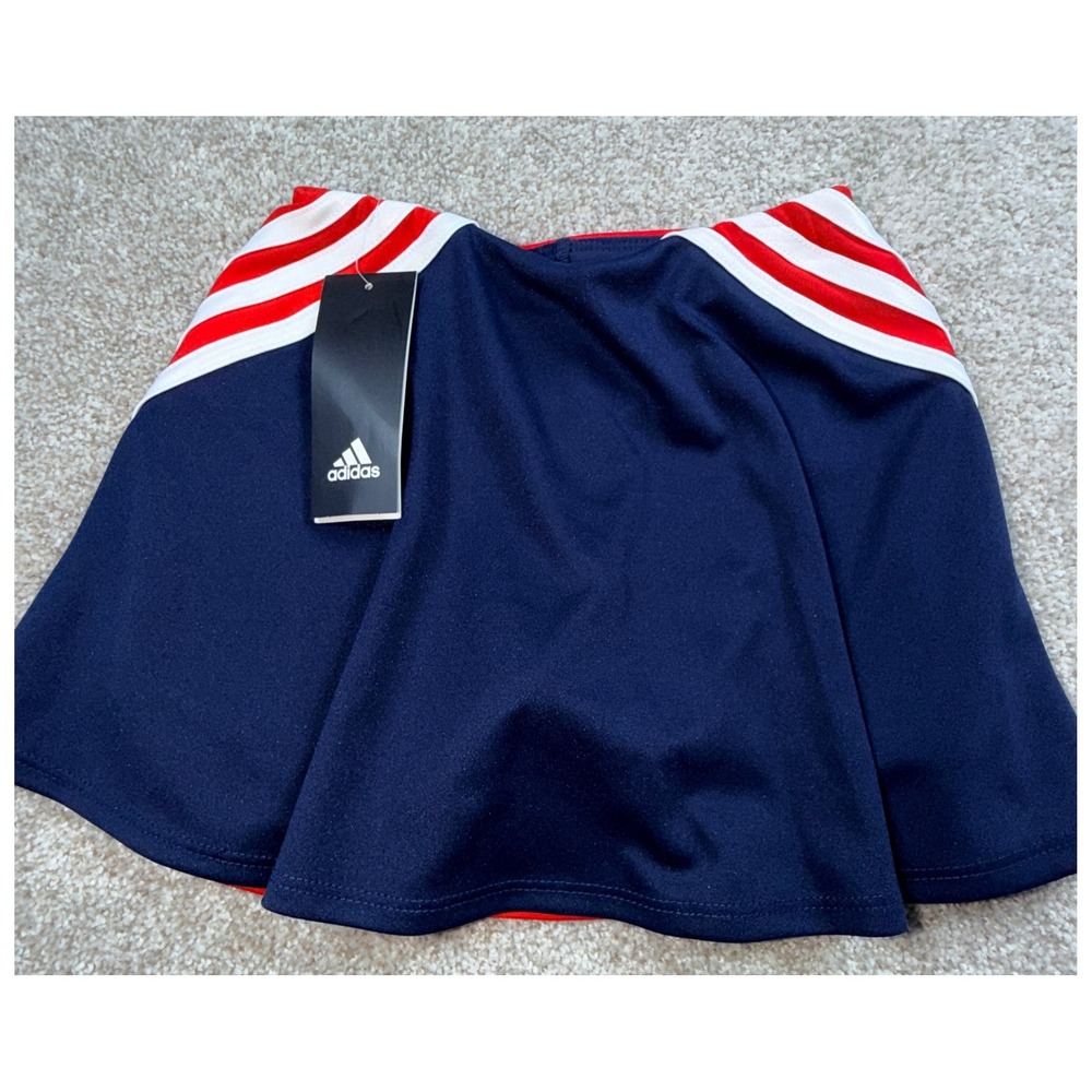 Adidas Girls Athletic Skort Size 6 Vivid Patriotic Red Navy Blue AX4497 NEW
